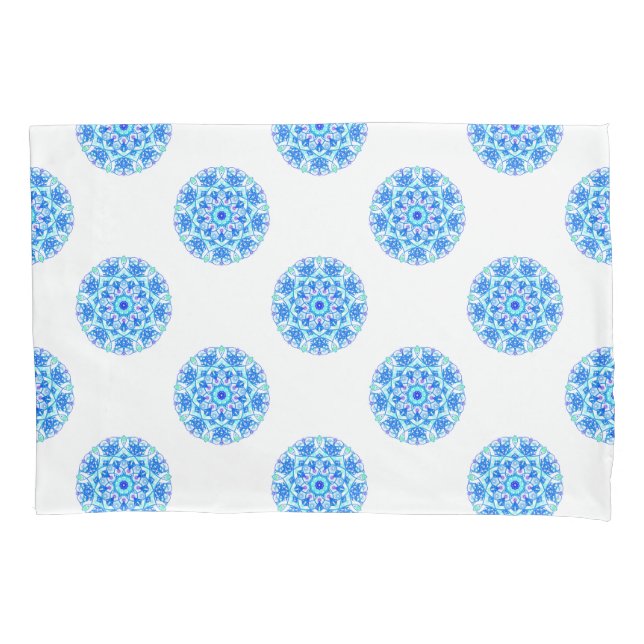 Blue Snowflake Pattern Pillow Case (Front)