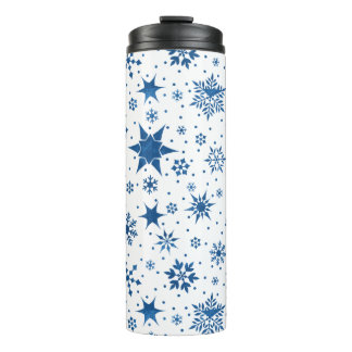 Blue Snowflake Pattern Thermal Tumbler