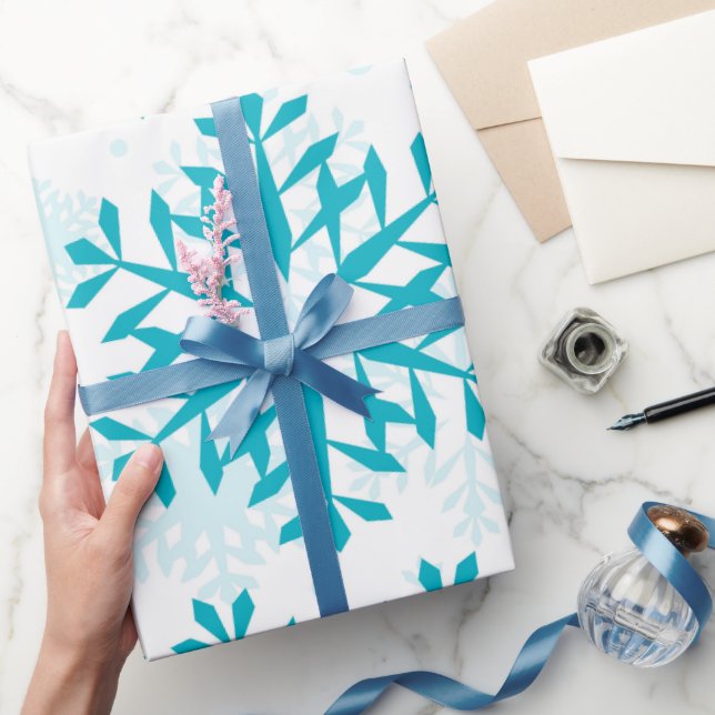 Blue Snowflake Pattern Wrapping Paper (Gifting)