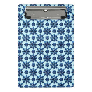 Blue Snowflake Patterned Background Mini Clipboard