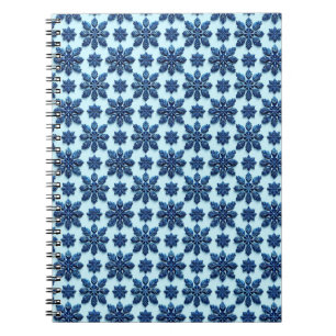 Blue Snowflake Patterned Background Notebook
