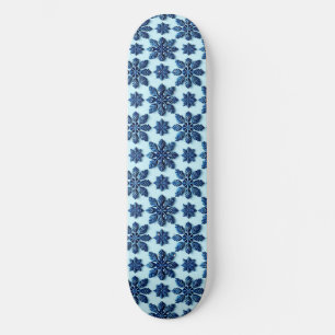 Blue Snowflake Patterned Background Skateboard