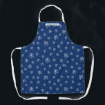 Blue Snowflake Personalised Apron<br><div class="desc">Winter snowflake pattern on dark blue background is perfect for holiday cooking and baking. 
Personalise it for your favourite chef and baker.</div>