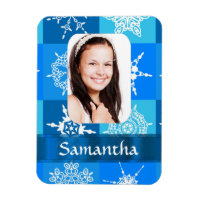 Blue snowflake photo template