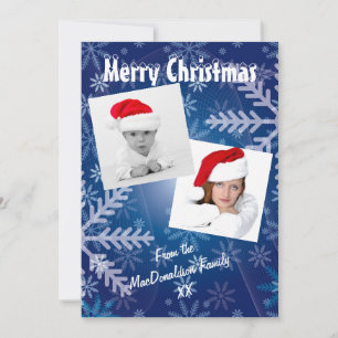 Blue snowflake photo template Xmas holiday