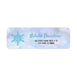 Blue Snowflake Return Address Label