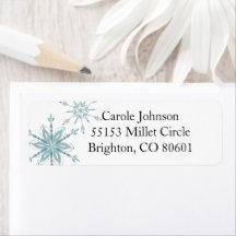 Blue Snowflake Return Address Label