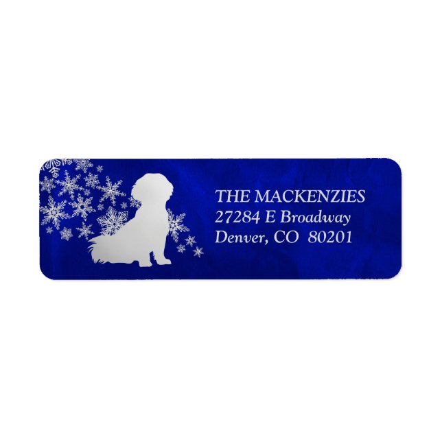 Blue Snowflake Shih Tzu Return Address Label (Front)