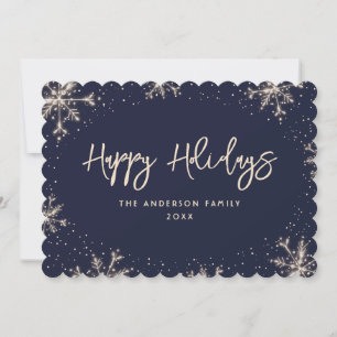Blue Snowflake Snow Winter Holiday Card