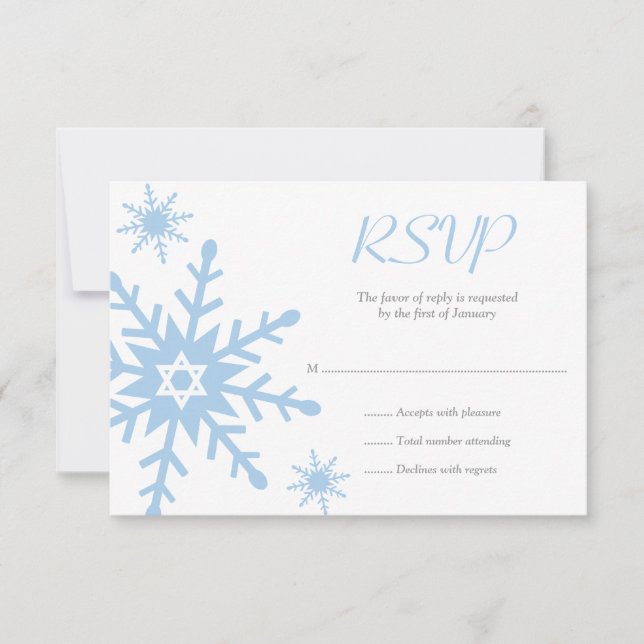 Blue Snowflake Star of David Bat Mitzvah RSVP (Front)