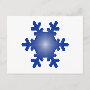 Blue Snowflake Starburst on White Postcard