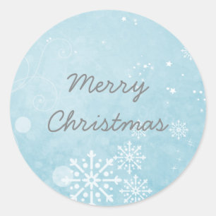 Blue Snowflake Swirls Holiday Stickers