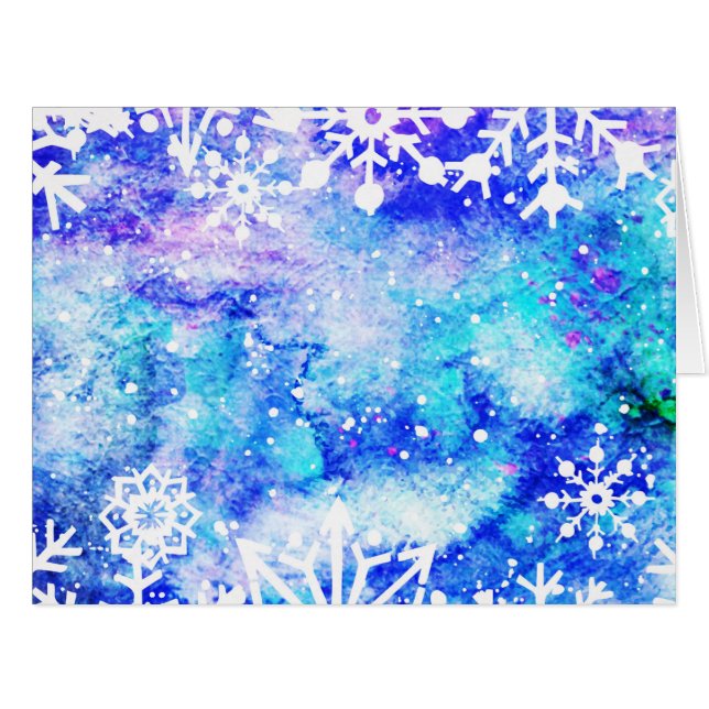 Blue Snowflake Watercolor (Front Horizontal)