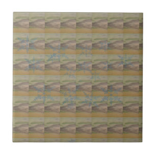 Blue snowflake waves on the Seashore Ceramic Tile