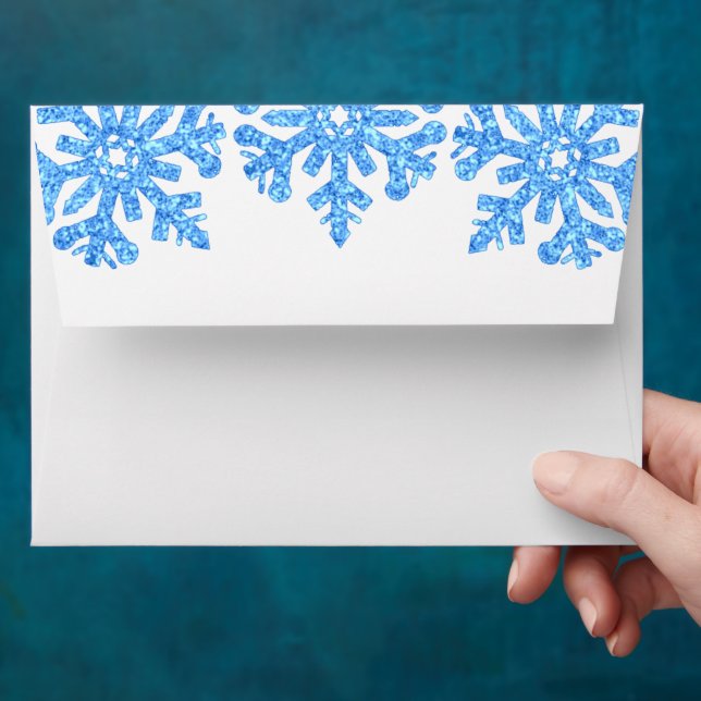 Blue Snowflake Winter Boy Baby Shower Envelope (Hand)