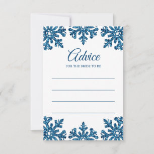 Blue Snowflake Winter Bridal Shower Advice Card