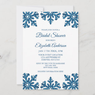 Blue Snowflake Winter Bridal Shower Invitation