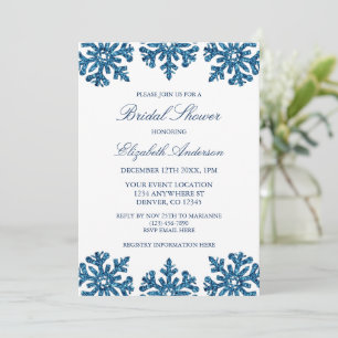 Blue Snowflake Winter Bridal Shower Invitation