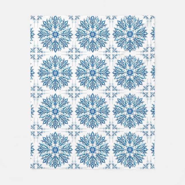 ❄️ Blue Snowflake Winter Cosy Home Decor Blanket  (Front)