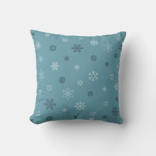 Blue Snowflake Winter Cushion