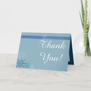 Blue Snowflake Winter Folded Thank You Card