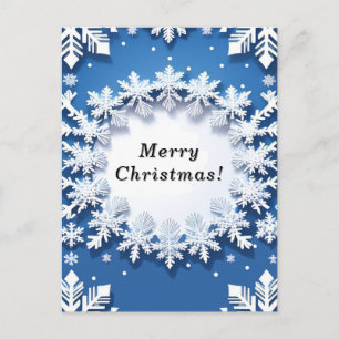 💙 Blue Snowflake Winter Magic Elegant Festive Postcard