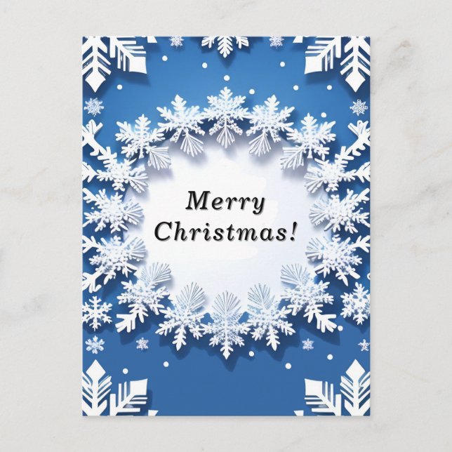 💙 Blue Snowflake Winter Magic Elegant Festive  Postcard (Front)