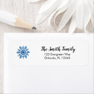 Blue Snowflake Winter Return Address Label