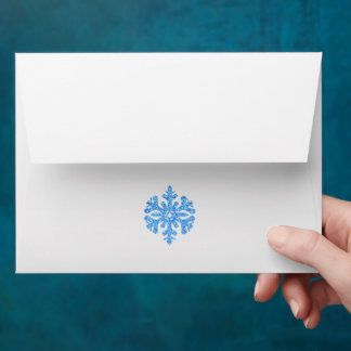 Blue Snowflake Winter Wedding Envelope