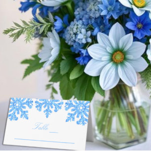 Blue Snowflake Winter Wedding Place Card