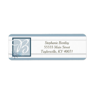 Blue Snowflake Winter Wedding Return Address Label