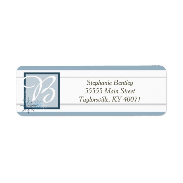 Blue Snowflake Winter Wedding Return Address Label (Front)