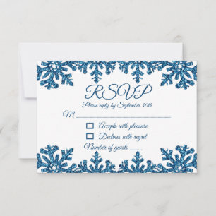 Blue Snowflake Winter Wedding RSVP Card