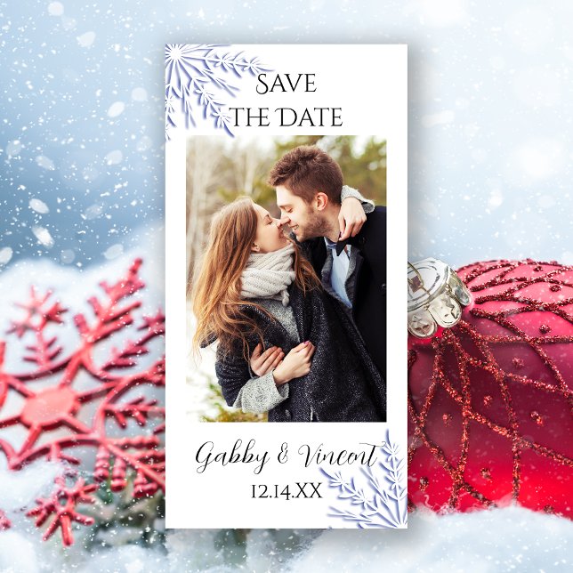 Blue Snowflake Winter Wedding Save the Date (Creator Uploaded)