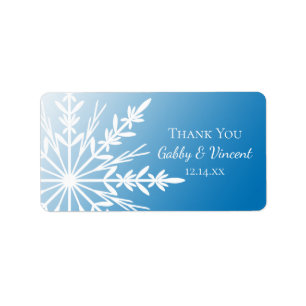Blue Snowflake Winter Wedding Thank You Favour Tag