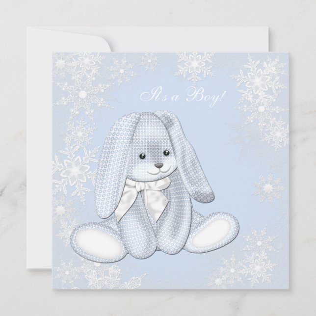 Blue Snowflake Winter Wonderland Baby Boy Shower Invitation (Front)