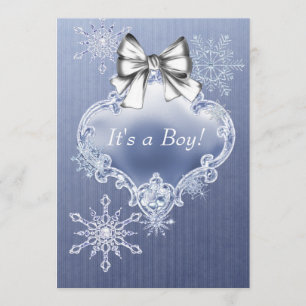Blue Snowflake Winter Wonderland Baby Shower Invitation