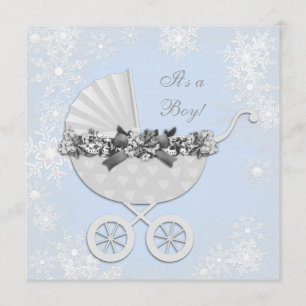 Blue Snowflake Winter Wonderland Baby Shower Invitation