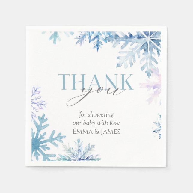 Blue Snowflake Winter Wonderland Napkins (Front)