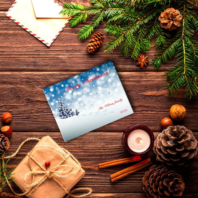 Blue snowflake  wish minimalist red letter  postcard (Creator Uploaded)