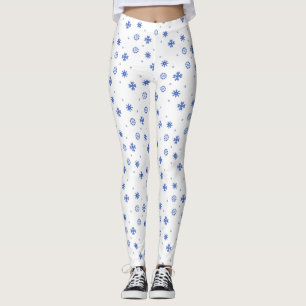 Blue Snowflakes All Over Print Leggings
