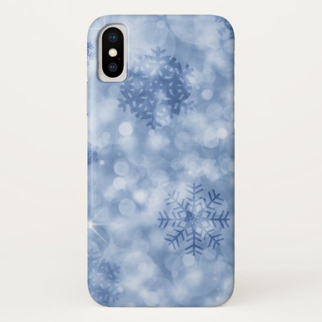 Blue snowflakes and sparkles Case-Mate iPhone case (Back)