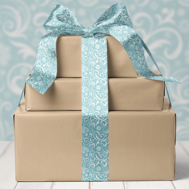 Blue Snowflakes and Swirls Christmas Satin Ribbon (Creator Uploaded)