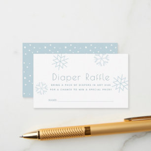 Blue Snowflakes Baby Shower Diaper Raffle Ticket Enclosure Card