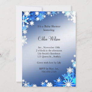 Blue Snowflakes Baby Shower Invitation