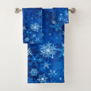 Blue Snowflakes Bath Towel Set