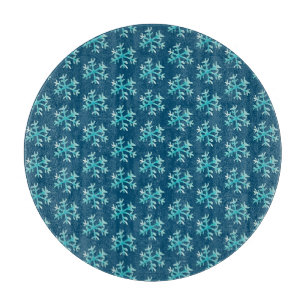 Blue Snowflakes Blue Pattern Cutting Board