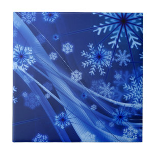 Blue Snowflakes Ceramic Tile