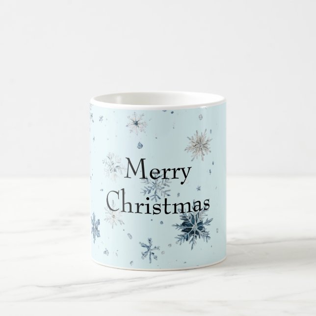 Blue Snowflakes Christmas Coffee Mug (Center)