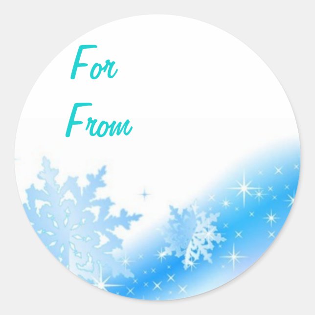 Blue Snowflakes Christmas Gift Name Sticker (Front)